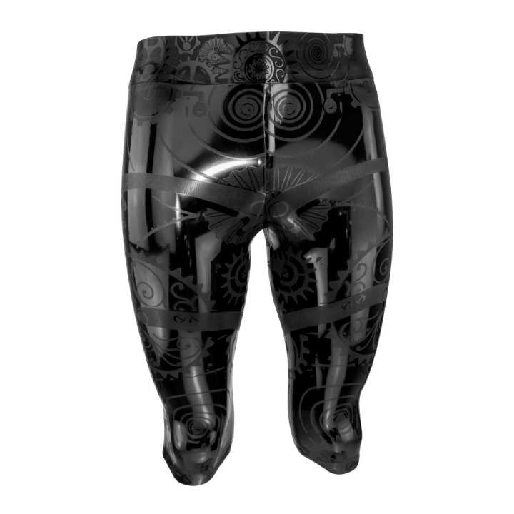 Latex ¾ pants STEAMPUNK HOLO black laser edition easy to dress